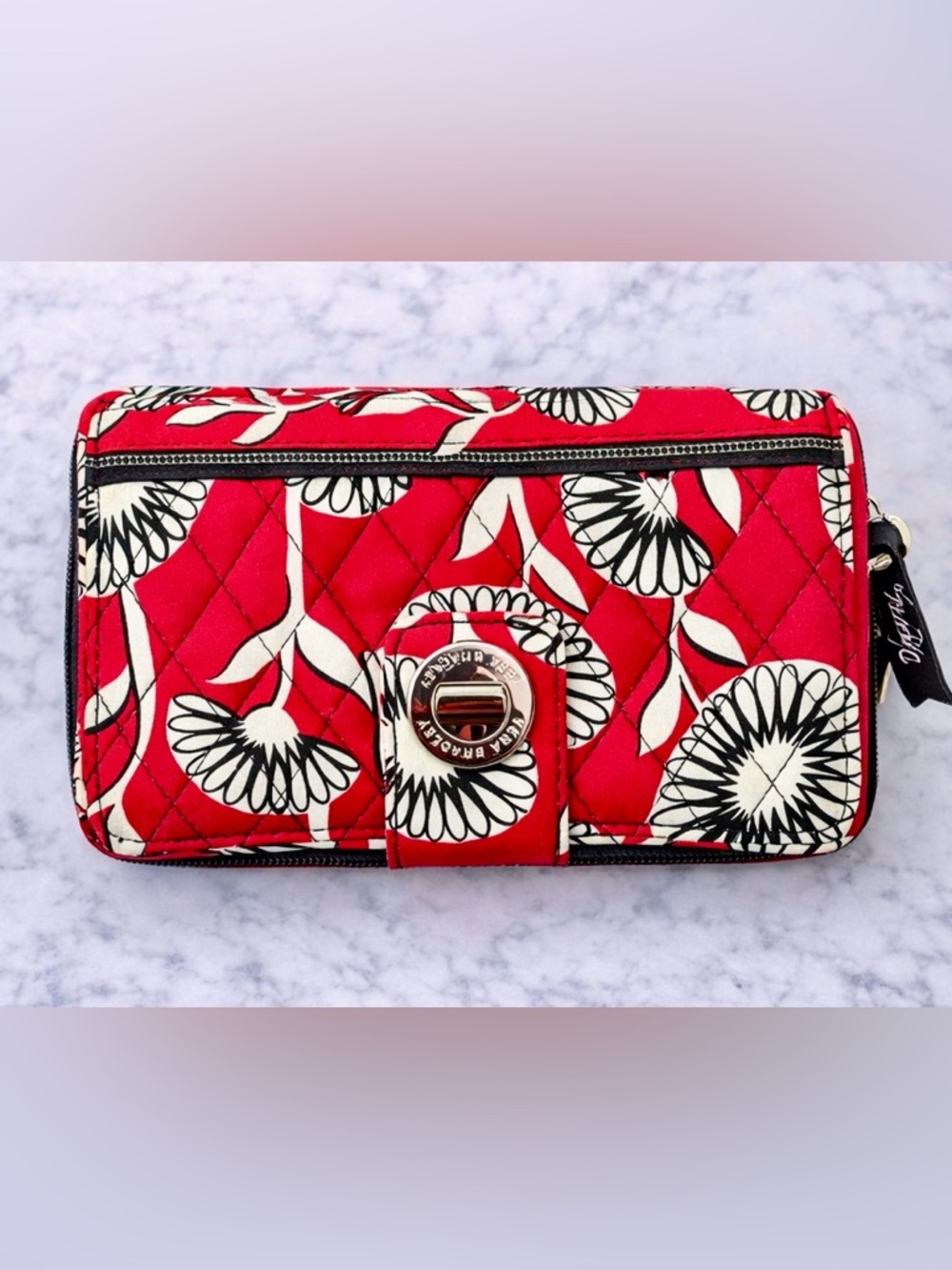 Vera Bradley Red Floral Quilted Wallet | Zip Around Organizer